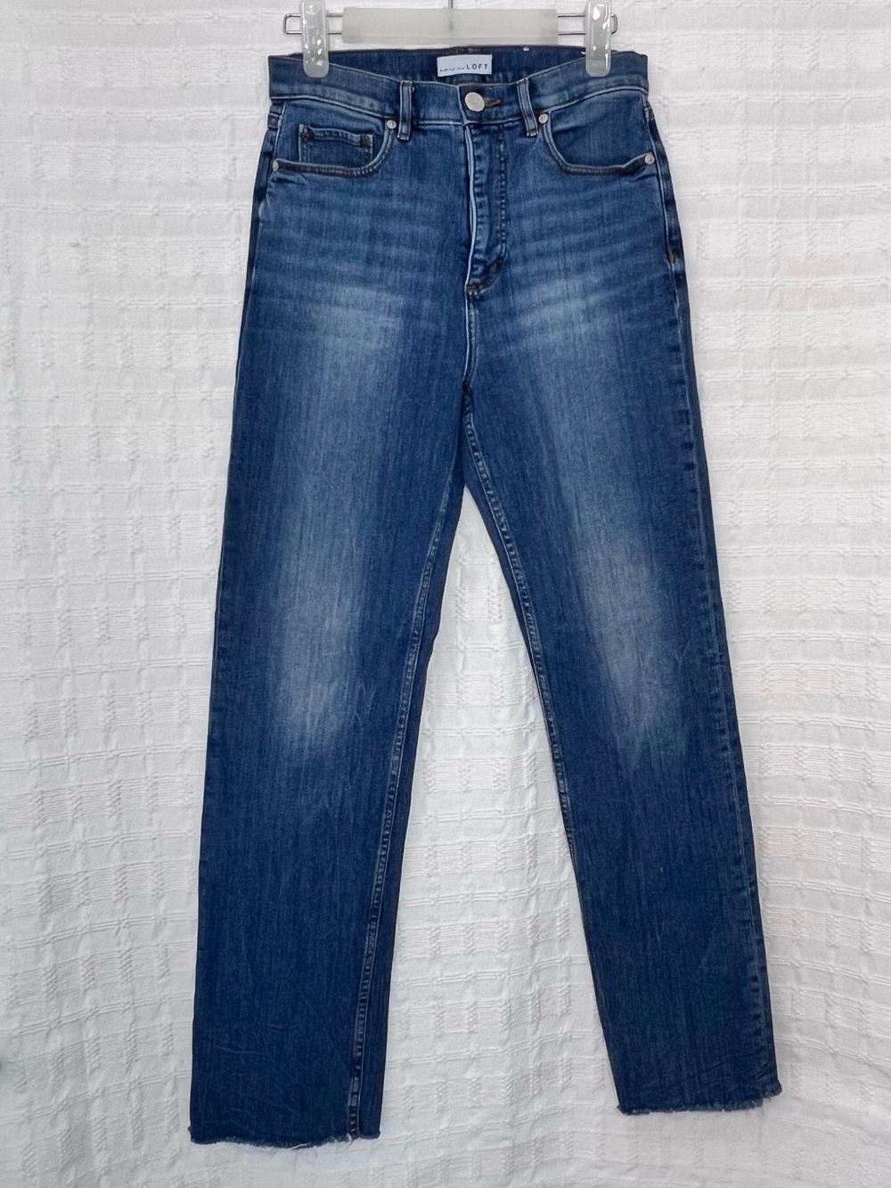 LOFT Women's High Waist Straight Jeans in Medium Blue